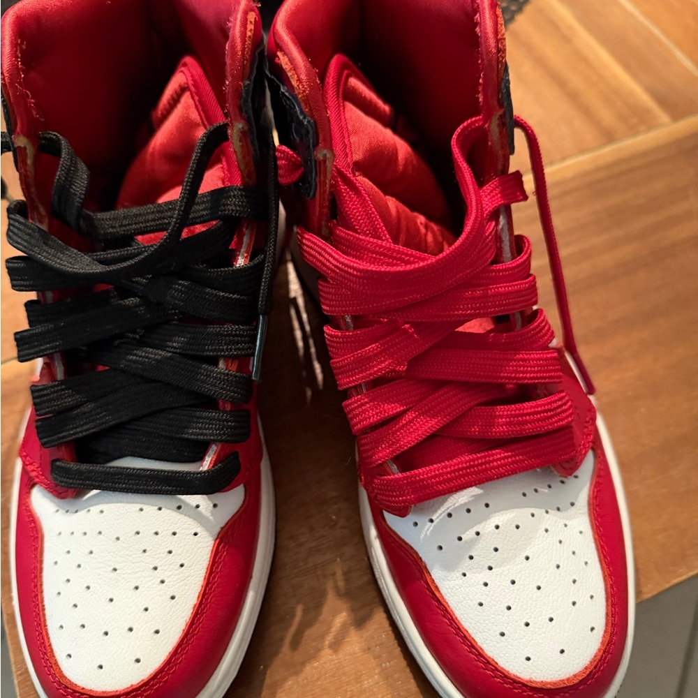 Red and Black High-Top Sneakers